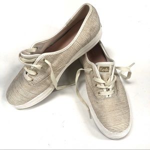 Keds Metallic Gold Striped Platform Tennis Shoes